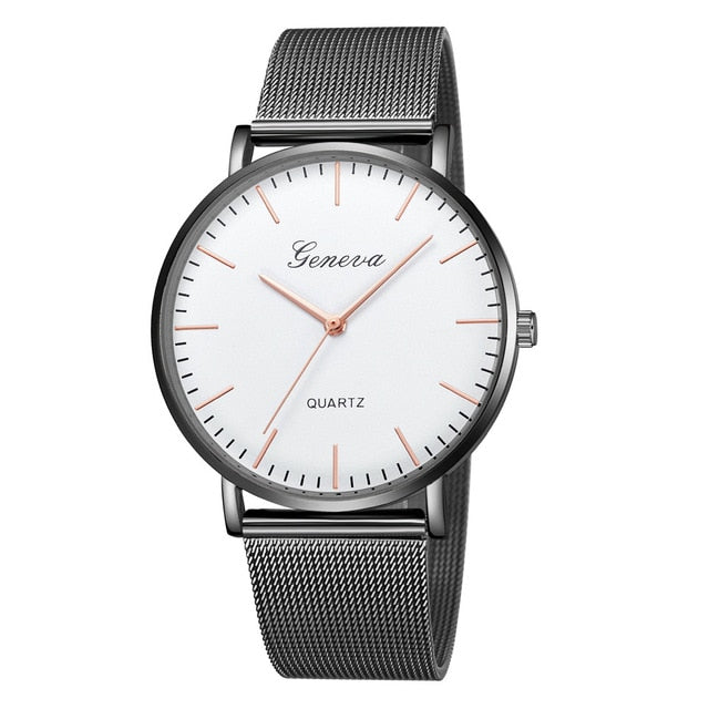 Modern Fashion Black Quartz Watch Men Women