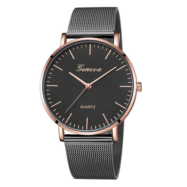 Modern Fashion Black Quartz Watch Men Women