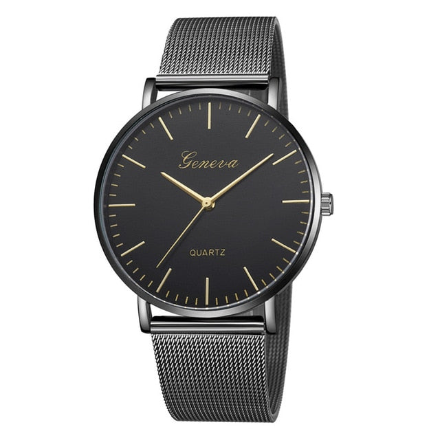Modern Fashion Black Quartz Watch Men Women