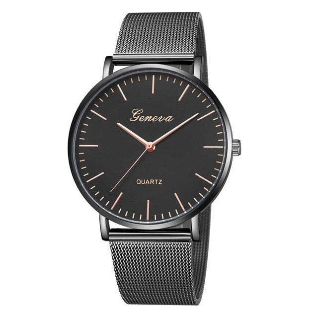 Modern Fashion Black Quartz Watch Men Women