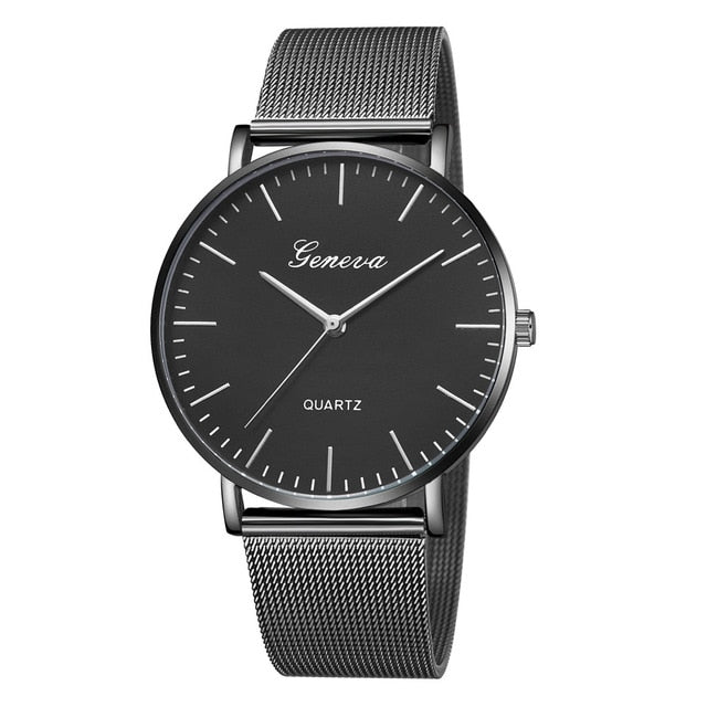 Modern Fashion Black Quartz Watch Men Women