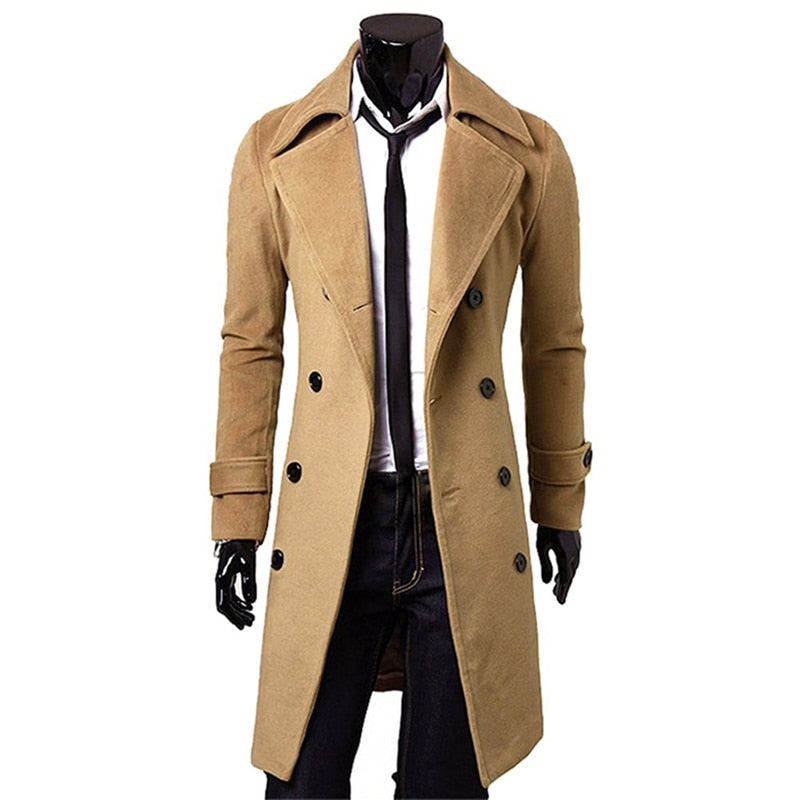 Gabardina en algodón fino para hombre color caqui talla  M-3XL