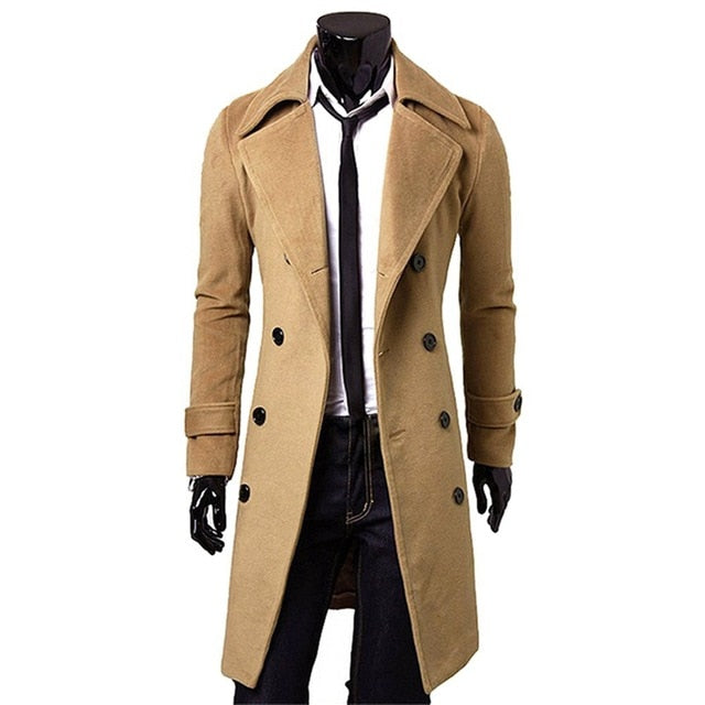 Gabardina en algodón fino para hombre color caqui talla  M-3XL