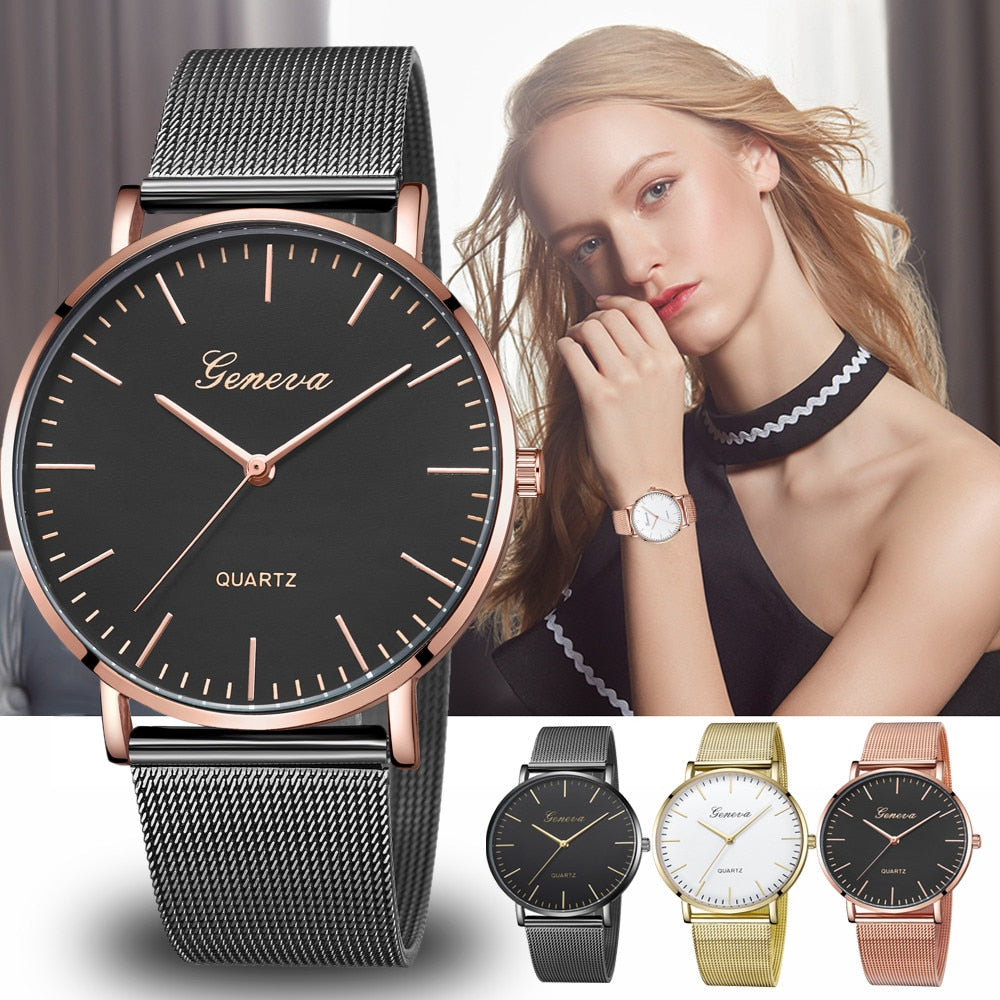 Modern Fashion Black Quartz Watch Men Women